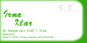 irma klar business card